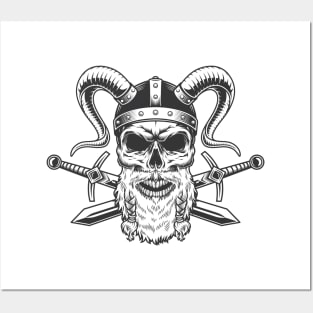 Viking Skull with Swords Posters and Art